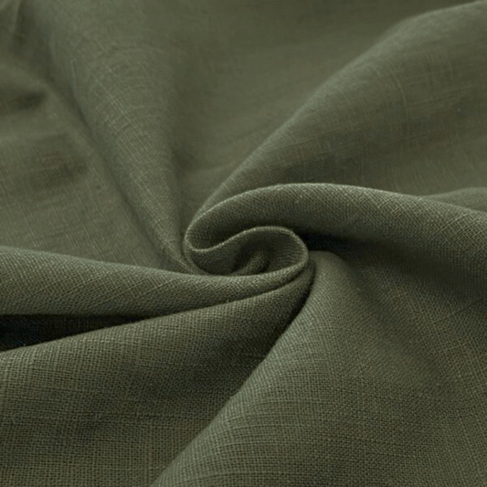 Buy Cotton Linen Solid Olive Green