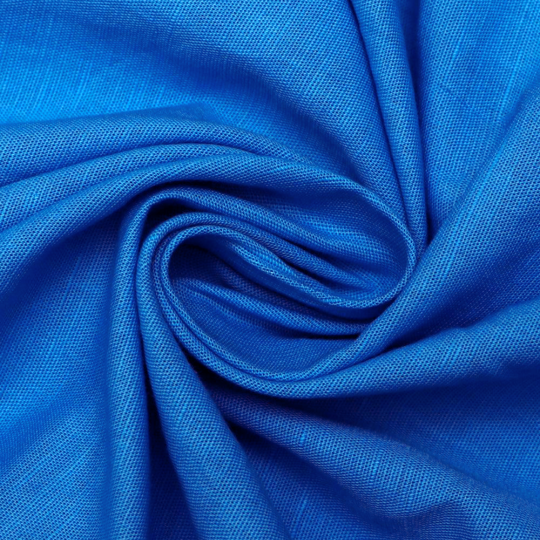 Cotton Linen Solid Electric Blue Fabric