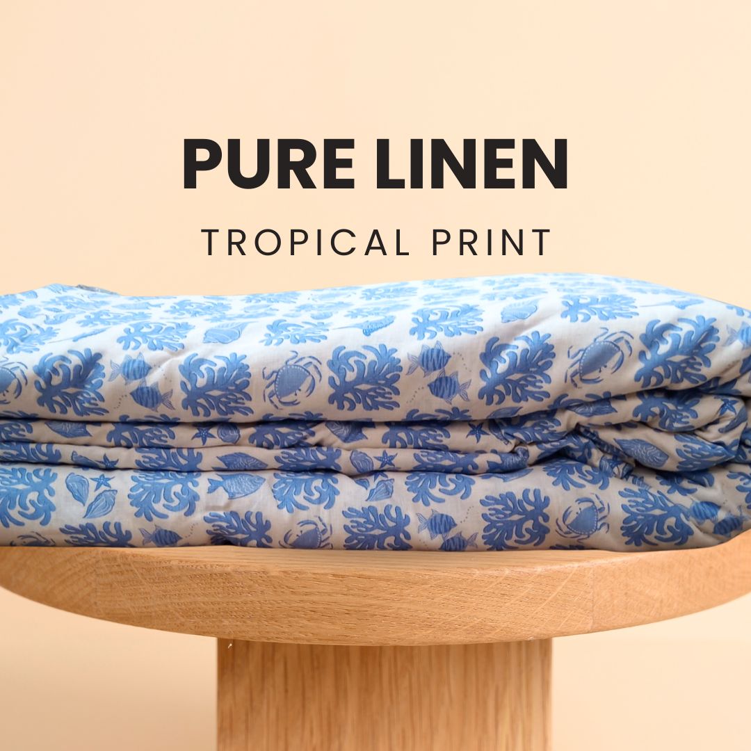 Buy Pure Italian Linen Cotton Summer Print Fabric 