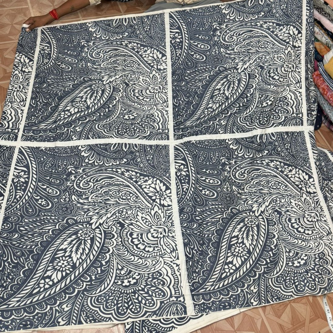 Buy Linen Heavy Large Paisley Printed Fabric