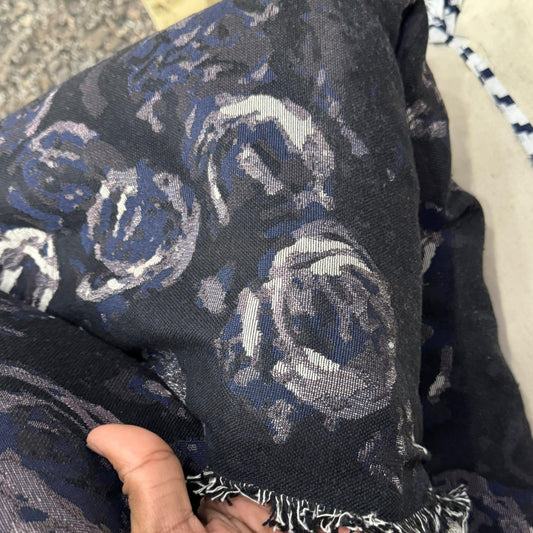 Buy Cotton Heavy Jacquard Grey Abstract Rose Printed