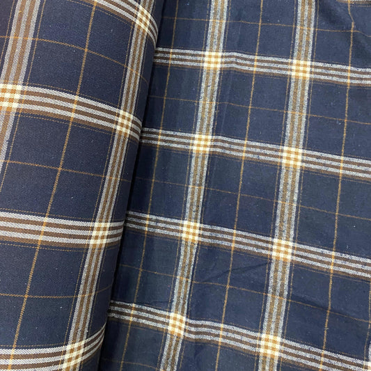 Buy Cotton Twill Blue Base Yellow Check Fabric