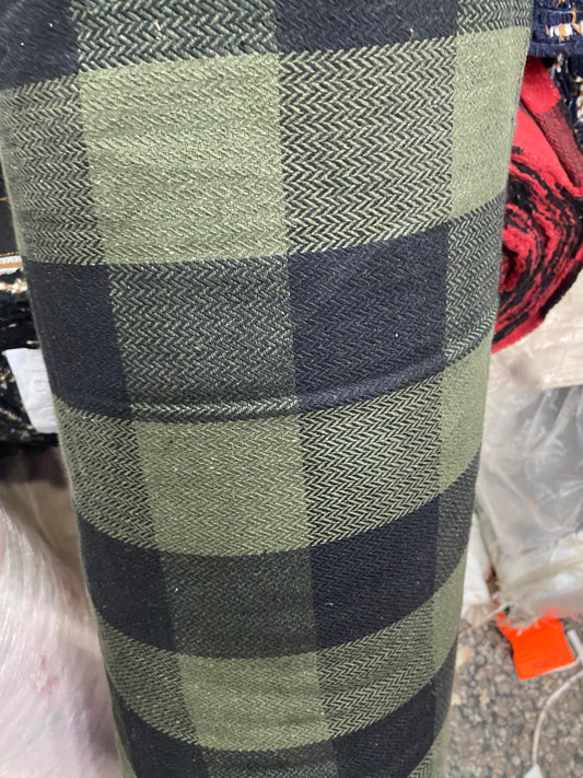 Buy Cotton Twill Green Black Check Fabric