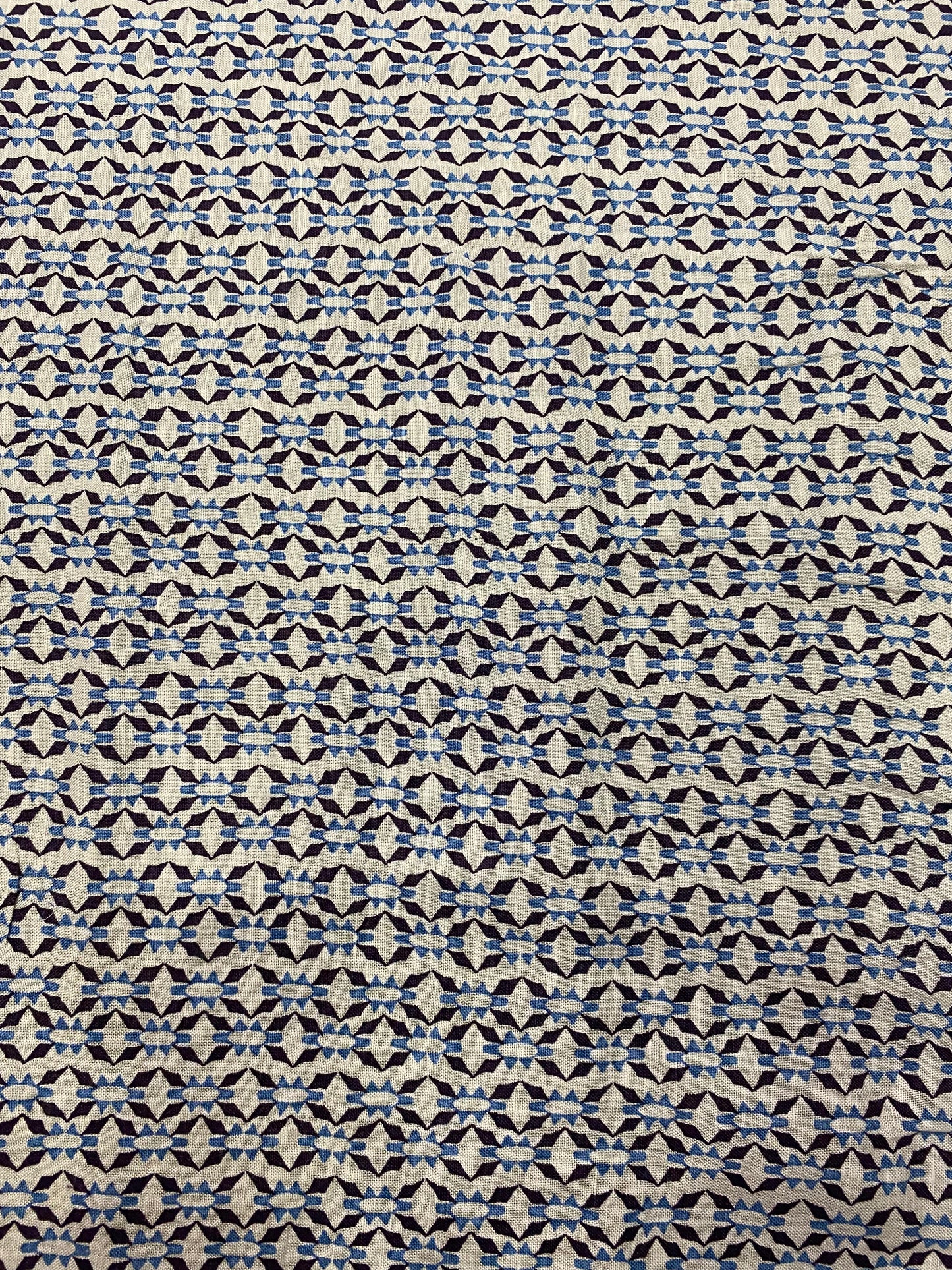 Buy 100% Pure Linen Blue Bead & Reel Printed Fabirc