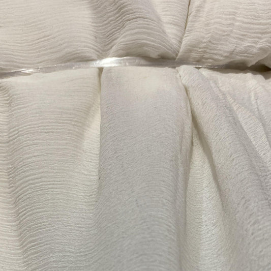 Buy Crushed Viscose Chiffon Solid White Fabric