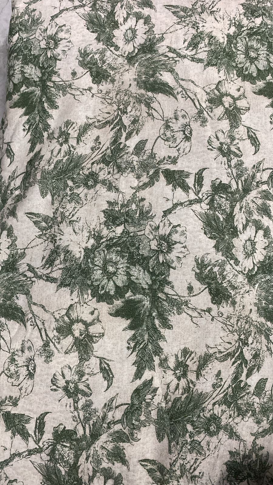 Buy Cotton Viscose Toile Aesthetic Green Flower Fabric