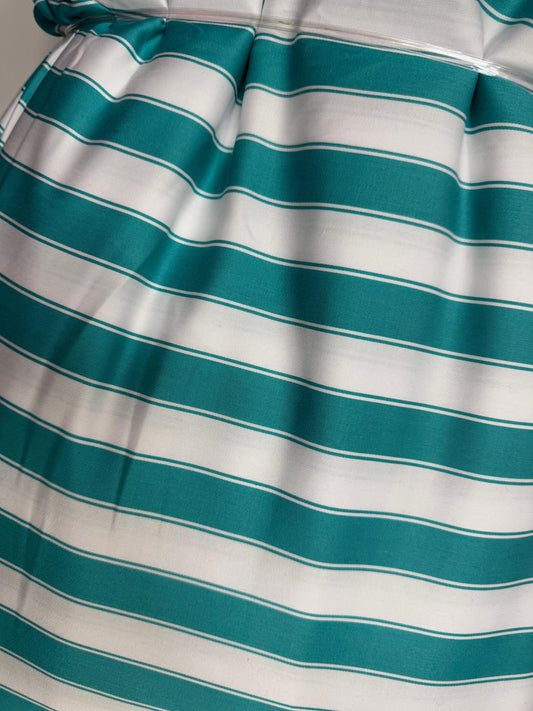 Buy Cotton Twill Satin Firozi Dual Stripe Fabric