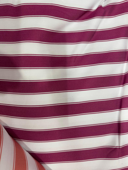 Buy Cotton Twill Satin Wine Dual Stripe Fabric