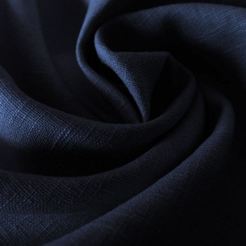 Buy Pure Linen Solid Dark Blue Fabric