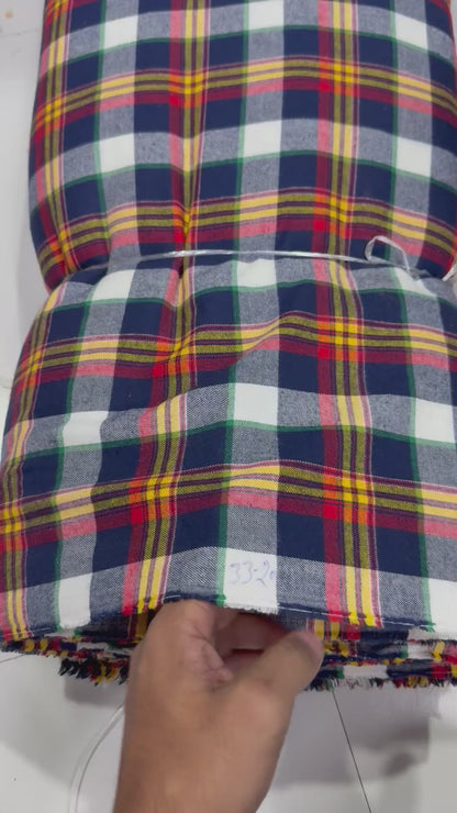 Buy Arvind Mill Cotton Twill Yellow Strip Check Fabric