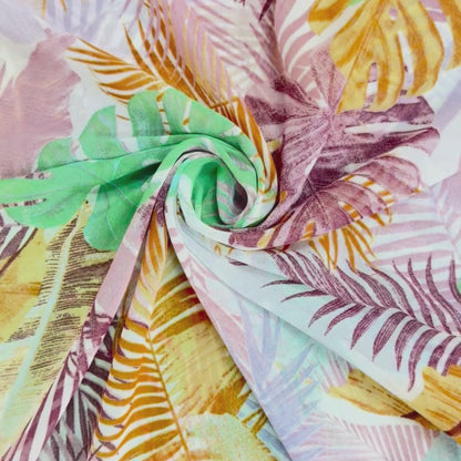 Buy Poly Georgette Palm Leaf Tropical Fabric