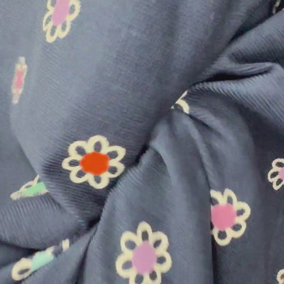 Buy Corduroy Floral Blue Base Fabric