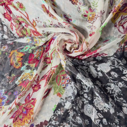 Buy Viscose Chiffon Quilted Pattern Printed Fabric