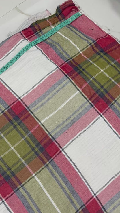 Wadding Cotton Green Red Check Fabric