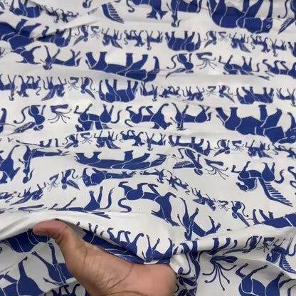 50s Poplin Abstract Animal Printed Fabric