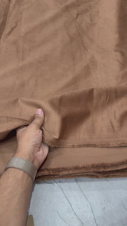 Buy Corduroy Solid Caramel Brown Fabric