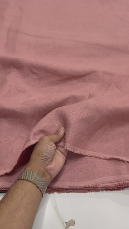 Buy Lab Certified Pure Linen Solid Pink Fabric