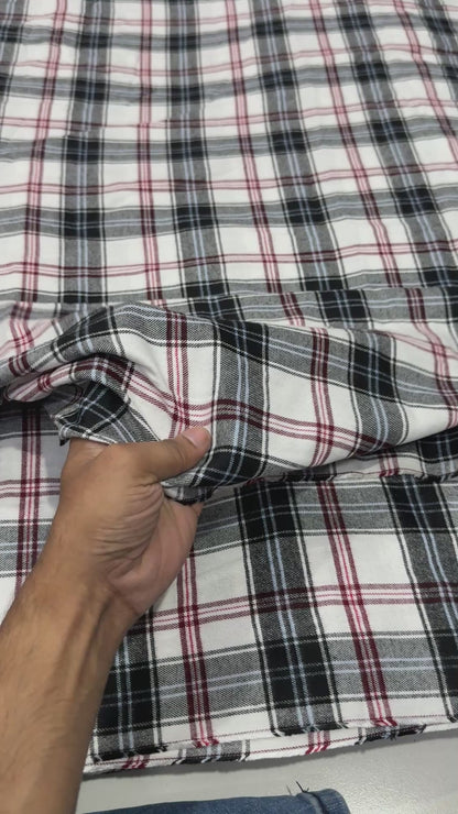 Buy Rare Cotton Twill Vintage White Check Fabric