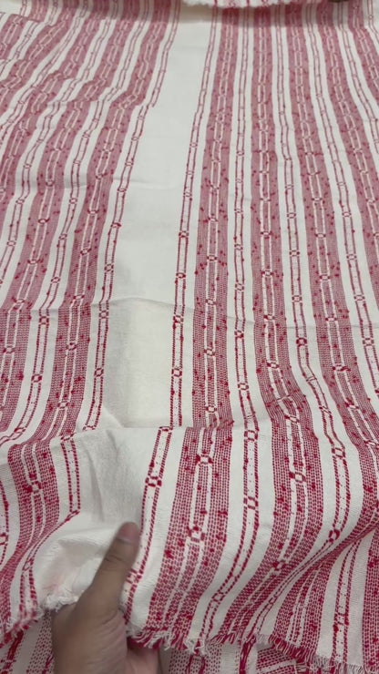 Buy Cotton Heavy Jacquard Red Line Work Fabric