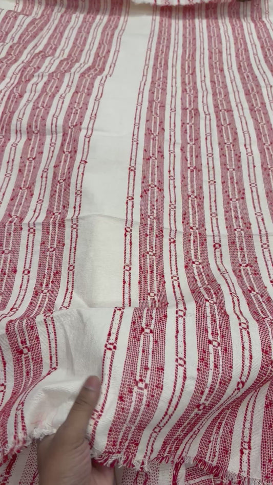 Buy Cotton Heavy Jacquard Red Line Work Fabric