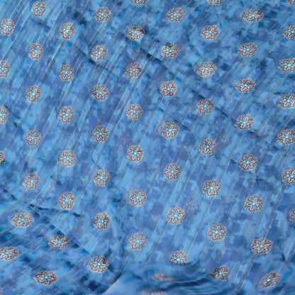 Buy Chiffon Satin Lurex Block Print Fabric