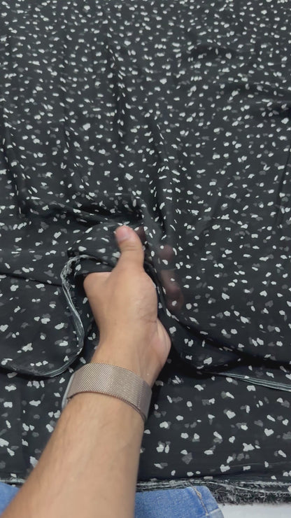 Buy Viscose Chiffon Black Heart Printed Fabric