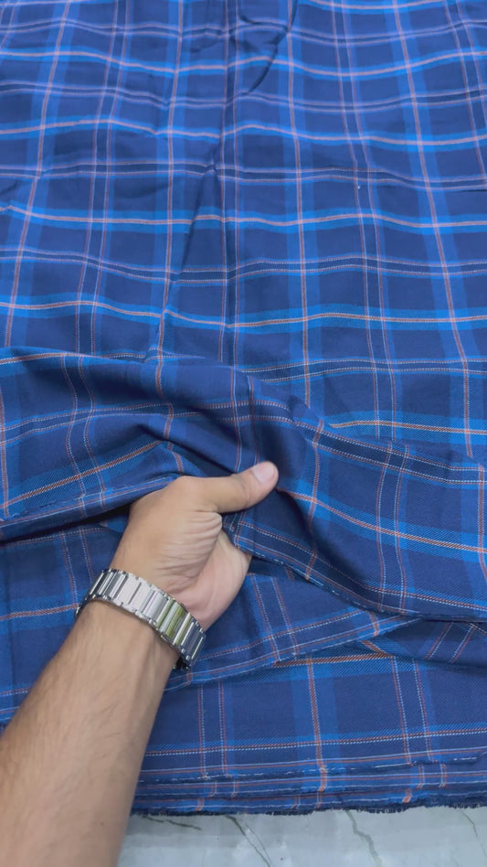 Buy Rare Cotton Twill Blue Shade Check Fabric