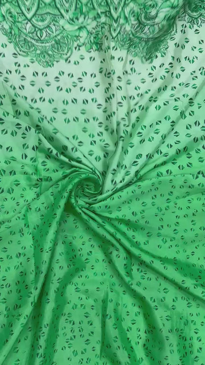 Buy Viscose Green Ombre Printed Fabric