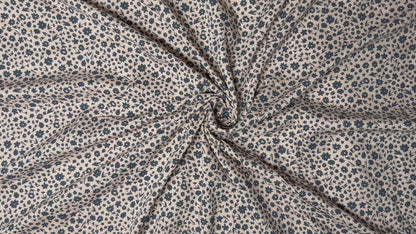 Buy Cotton Slub Retro Beige Flower Printed Fabric