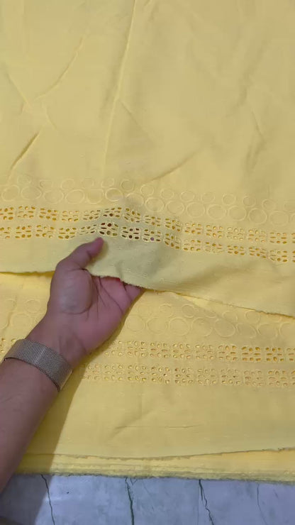 Buy Cotton Pastle Yellow Circle Border Hakoba