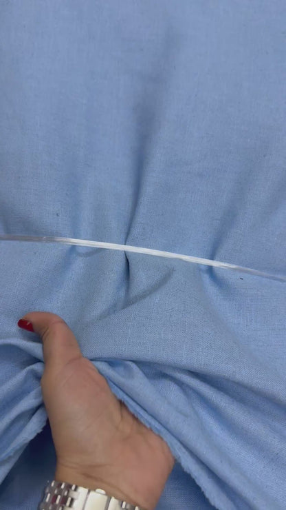 Buy Pure Linen Solid Powder Blue Fabric