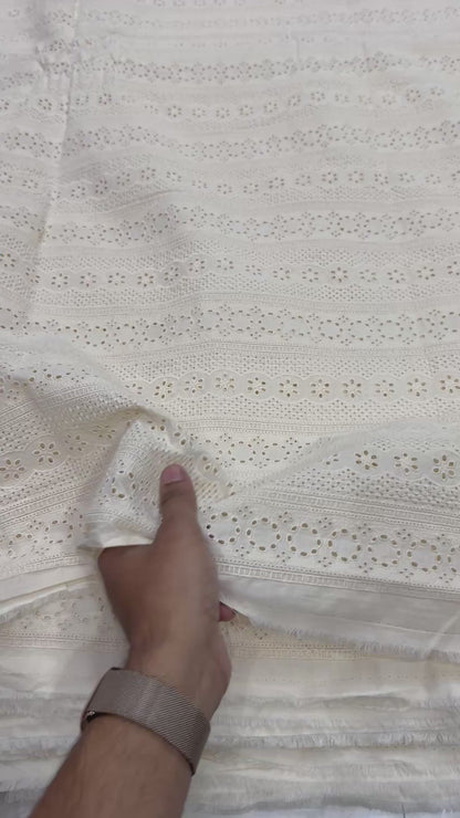 Buy Cotton White Multi Layer Border Design Hakoba