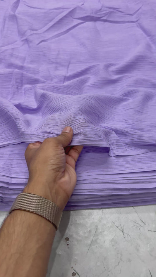Buy Cotton Crinkled Crepe Lilac Solid Fabric