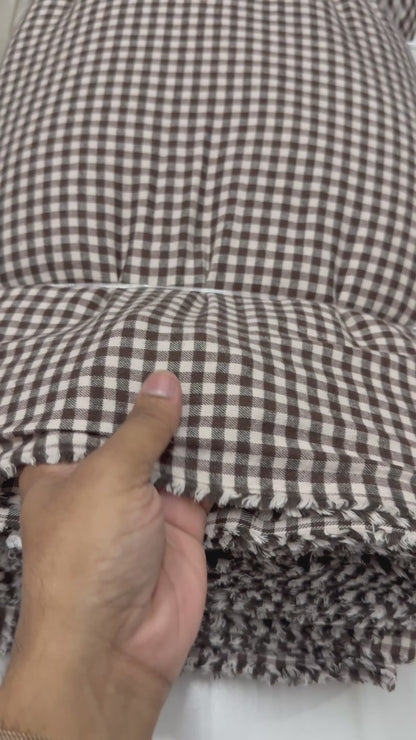 Buy Rare Cotton Twill Gingham Brown Check Fabric