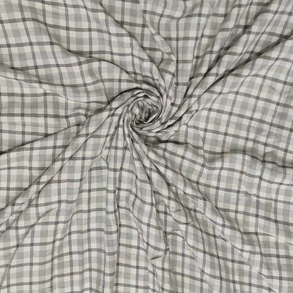 Buy Cotton Grey Check Printed Fabric