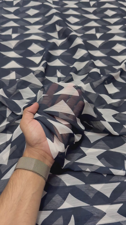 Buy Viscose Chiffon Dual Diamond Printed Fabric