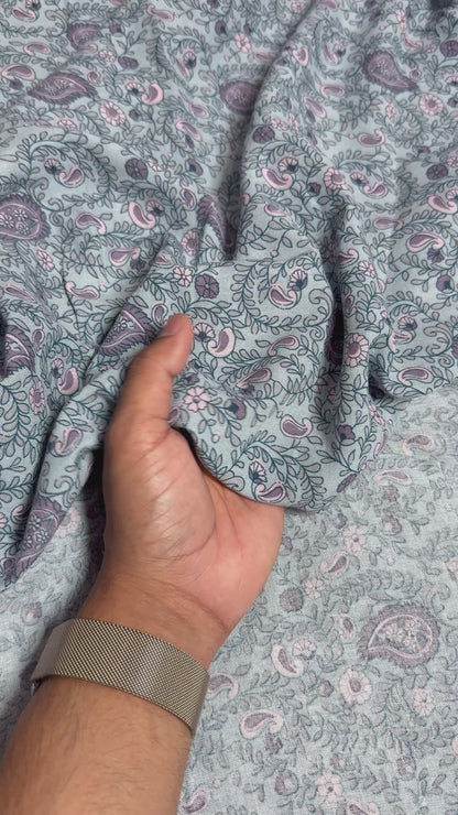 Buy Mint Green Paisley Spot Rayon Fabric