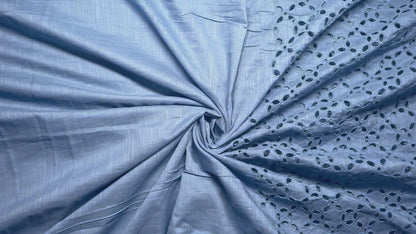 Cotton Hakoba 5 Leaf Diamond Azure Blue Fabric Palazzo