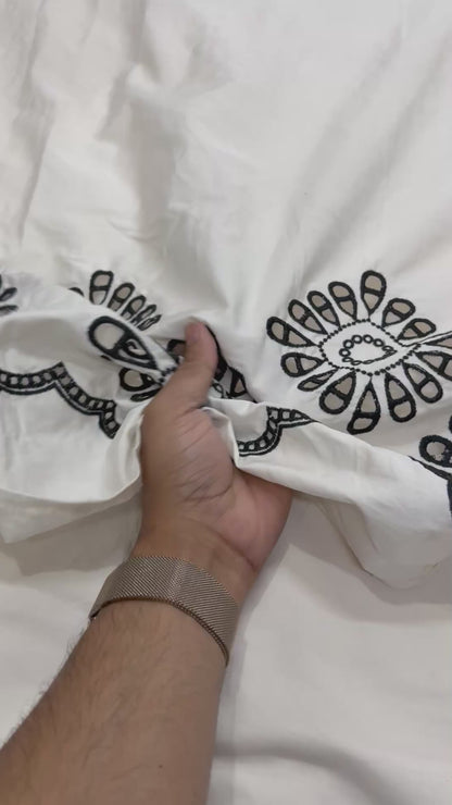 Buy Silk Hakoba Border Black Design Fabric