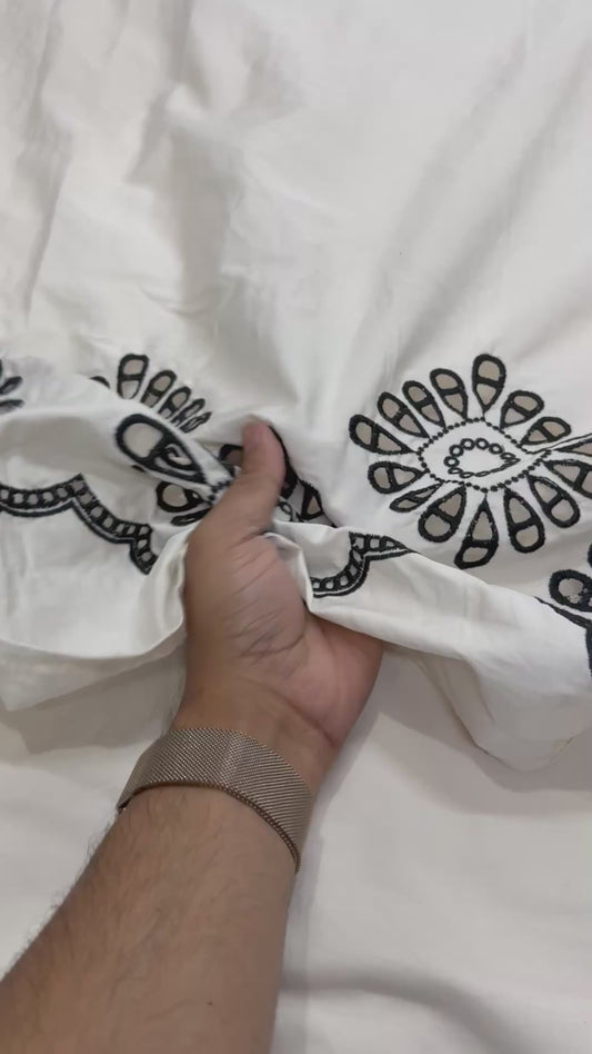 Buy Silk Hakoba Border Black Design Fabric