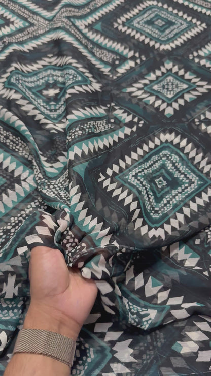 Buy Viscose Chiffon Boho Diamond Printed Fabric