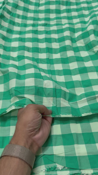 Premium Seersucker Green Shade Check Fabric