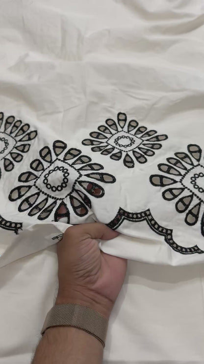 Buy Silk Hakoba Border Black Design Fabric