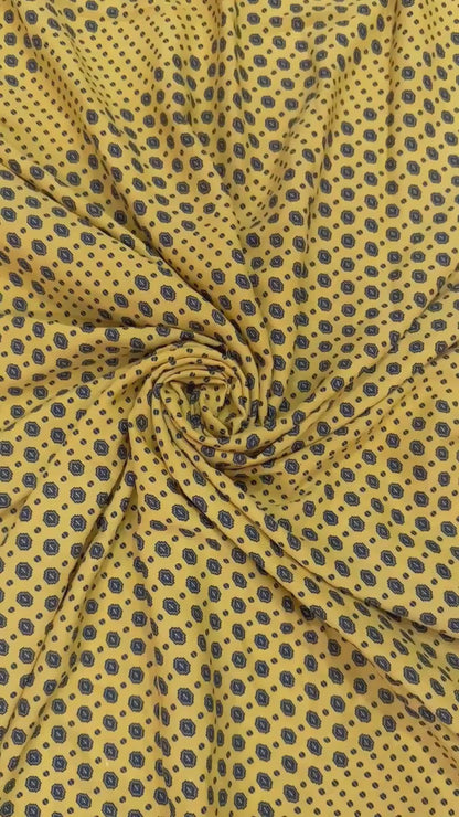 Buy Poly Crepe Yellow Beads Fabric