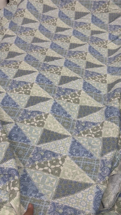 Buy Cotton Linen Multi Boho Triangle Printed Fabric