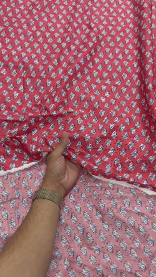 Buy Mul Cotton Fan Flower Printed Fabric