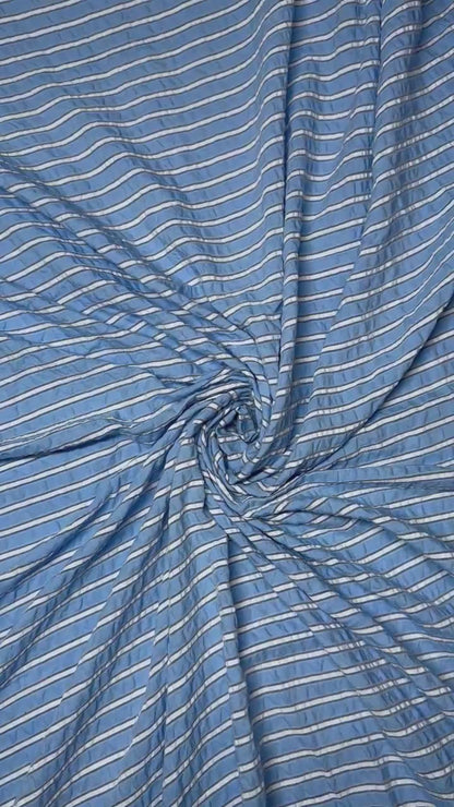 Premium Seersucker Formal Blue Stripe Fabric