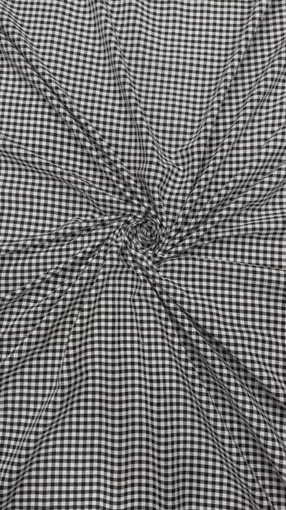 Cotton B&W SeerSucker Ghingham Check Fabric