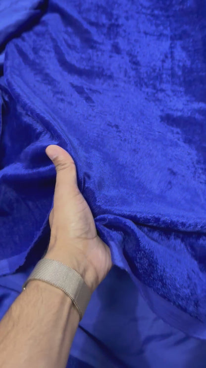 Buy Solid Bright Royal Blue Cotton Velvet Fabric