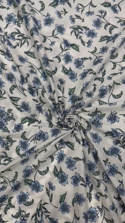 Buy Cotton Cambric Bluebell Floral Fabric